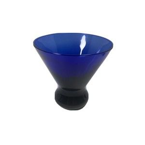 Beautiful Vintage Cobalt Blue Candy Nut Dish Thick Glass Round Martini Style